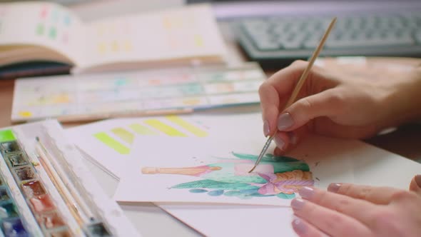 Young Graphic Designer Working on Modern Desktop Computer While Using Graphic Tablet at Desk in the alt