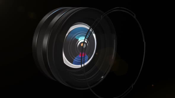 Animation of the lens against a black background. Photo-lens is collected from different parts