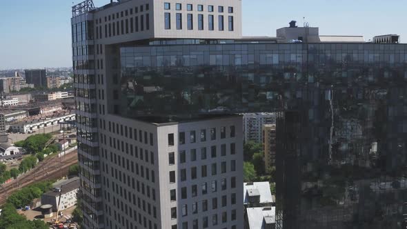 Aerial View of Financial Office Building Architecture. Modern Building Office Steel Glass alt