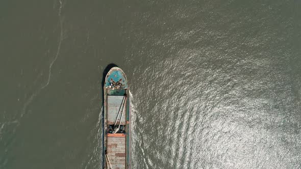 Aerial view container cargo ship