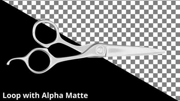 Floating Barbers Scissors on Black with Alpha Matte