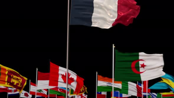 France Flag With World Flags In Alpha Channel