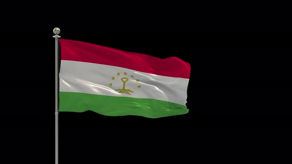 Tajikistan Flag Pole Looping  Animation Include Alpha Channel