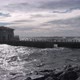 Historical Moda Pier and big splashing waves in stormy day - VideoHive Item for Sale