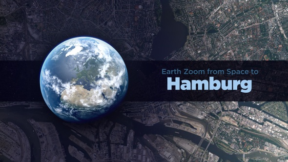 Hamburg (Germany) Earth Zoom to the City from Space