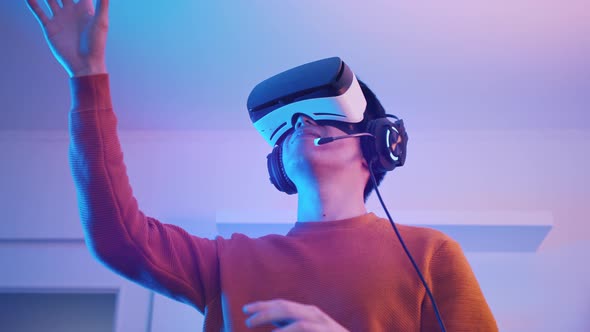 Portrait of a Man with VR Headset alt