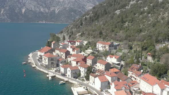 Aerial view of Montenegrin seaside town