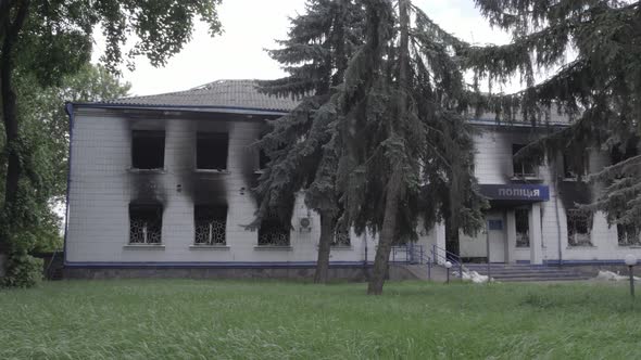 Burned Down Police Station in Borodyanka Ukraine alt
