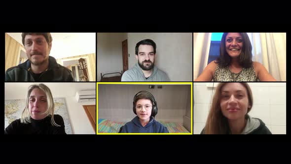 Covid 19, schools closed. Young teacher and her friends  chatting with a child alt