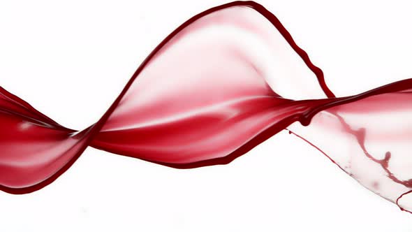 Super Slow Motion Shot of Red Wine Spiral Splash Isolated on White Background at 1000Fps. alt