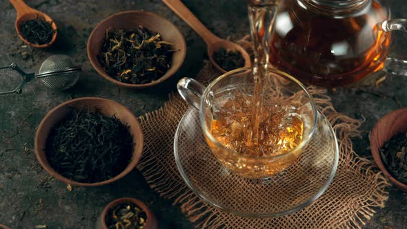 Super Slow Motion Shot of Pouring Tea at 1000 Fps with Still Life Background alt