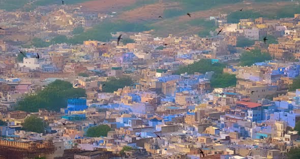 Houses and Roofs of Famous Jodhpur the Blue City, Aerial View From Mehrangarh Fort, Rajasthan, India alt