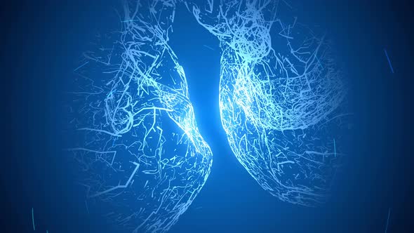 Futuristic glowing abstract Lungs on a Medical Blue Background