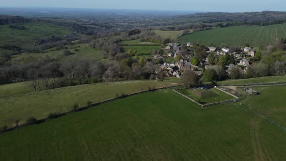 Snowshill Village Cinematic Aerial Reveal, Spring Season Cotswolds Gloucestershire UK