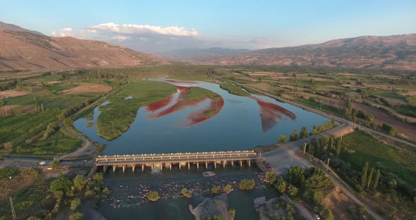 Flying Over The Hydroelectric Power Station alt
