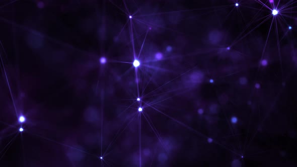 Purple Shiny Abstract Polygons Web Grid Lines and Stars Background