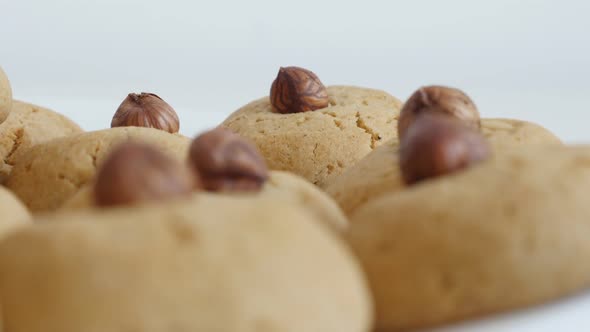 Close-up of tasty home made cookies  on pile  4K 2160p 30fps UltraHD tilting footage - Biscuit snack alt
