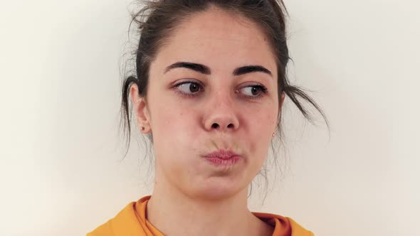 Young Woman Smiling on White Background