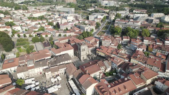 Top down view towards Nossa Senhora da Oliveira Church, Guimaraes historic Downtown