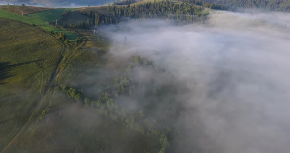 The Fog In The Mountains Evaporates. Carpathians