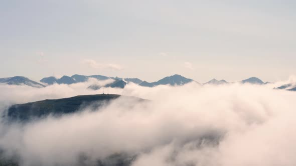 Beautiful Clouds On Mountain Peaks In Westfjords Peninsula, Iceland. - Aerial Shot alt