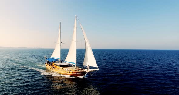 Aerial View of the Palinuro Sailing Ship at Sea