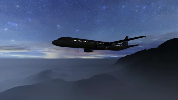 Aircraft on Night Sky