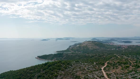 Aerial Drone Shot of Marina Bay in Adriatic Sea, Croatia alt
