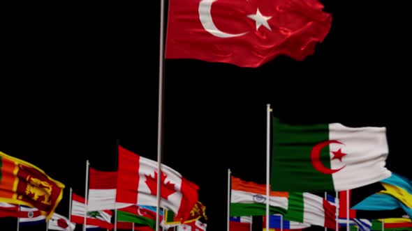 turky Flag With World Flags In Alpha Channel