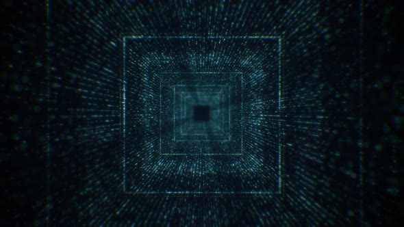 Modern Blue Particle Abstract Square Tunnel Looping Background