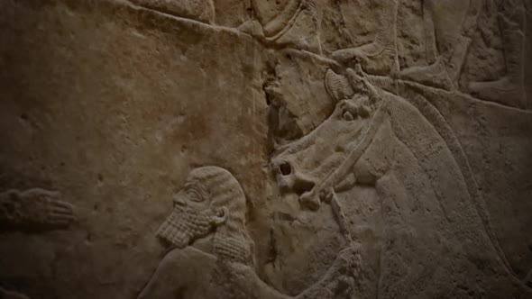 Assyrian Bass-relief of the royal lion hunt alt