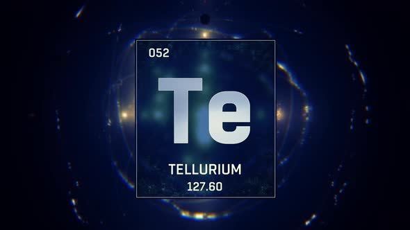 Tellurium as Element 52 of the Periodic Table on Blue Background