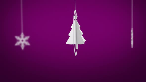 Paper Craft Christmas Tree Swinging Background Looped - Pink
