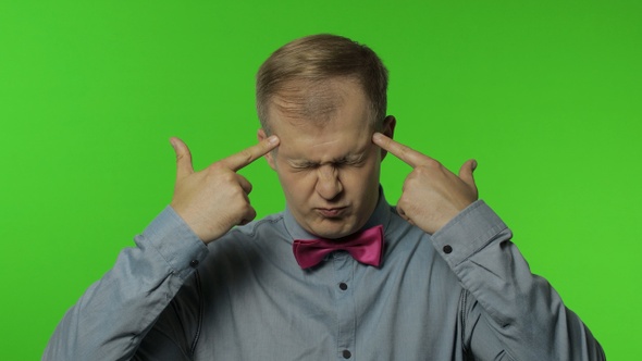 Man Is Mind Blowing By Your Statement on Chroma Key Background. Showing Explosion of Ideas alt