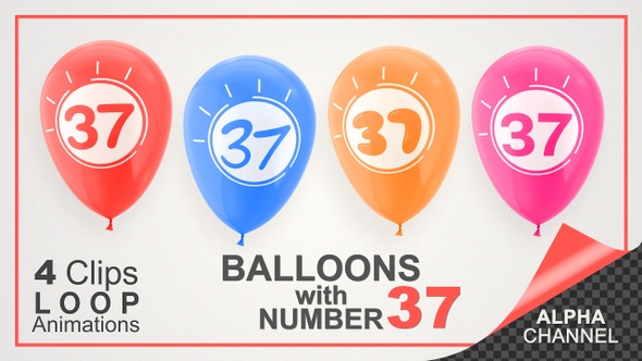 Balloons With Number 37 / Happy Thirty-Seven Years Old