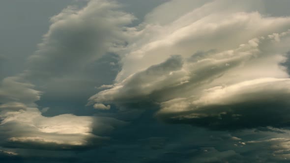 Full Frame Lenticular Clouds Timelapse Shot in Magic Hour