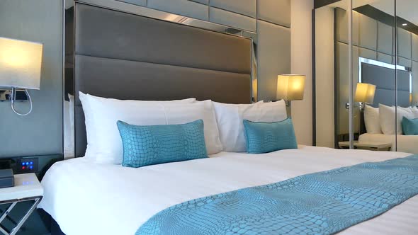 Pillow on bed decoration interior of bedroom alt