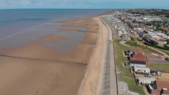 Aerial footage of the British seaside town of Hunstanton Norfolk in the UK alt