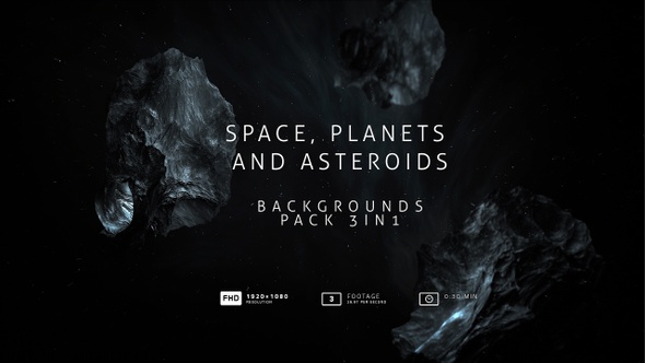 Space, Planets And Asteroids Cosmos Backgrounds Pack 3in1