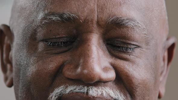 Closeup African Old Male Eyes Looking at Camera Biracial Mature Elderly Senior Man Suffering From alt