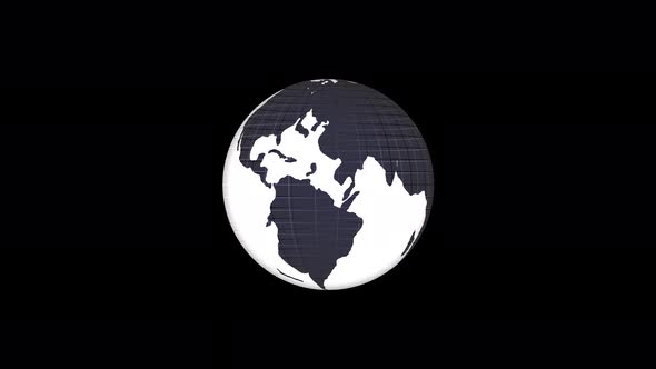 Flat design spinning Earth isolated on black. Animation of planet Earth. Flat design Vd 1737