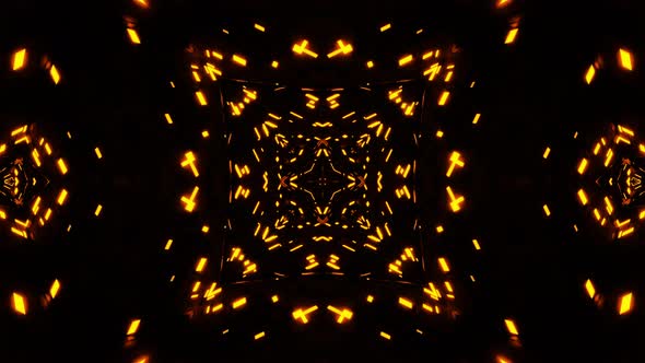 Flying in a tunnel with flashing multicolored fluorescent lights. Kaleidoscope alt