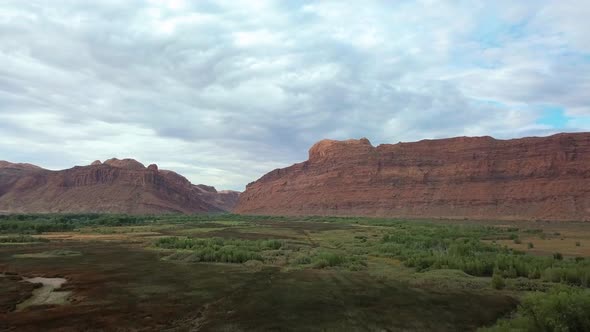 Aerial view of rock formations in Moab  alt