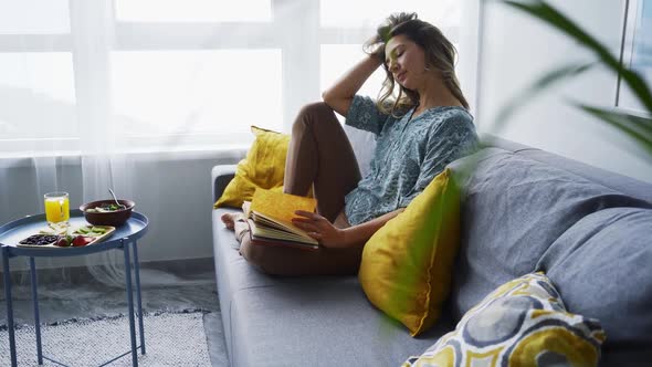 Woman Have Healthy Breakfast and Relaxing at Home