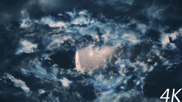 Big Moon and Cloudy Sky