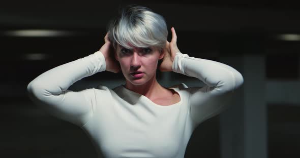 Beautiful gorgeous fancy white dress model wife girlfriend women girl with short blonde hair straigh alt