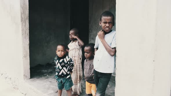 Portrait of Local African Children in a Poor Village Near Slum Zanzibar Africa alt