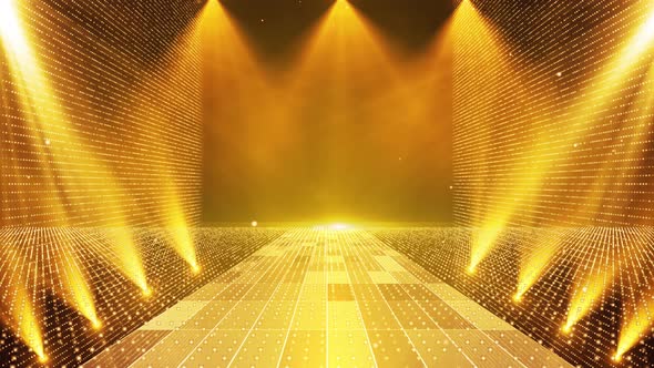 The Stage Background Of The Award Show With Flashing Golden Particle Light  by 17635106560
