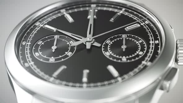 Closeup on the luxury watch with gears and mechanism visible through the glass. alt