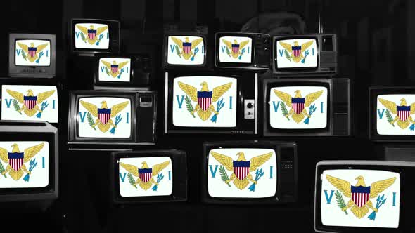 Flag of the United States Virgin Islands on Vintage TVs. alt